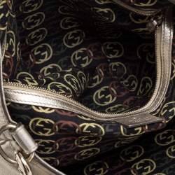 Pre Owned Gucci Gold Leather Britt Hobo 