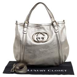 Pre Owned Gucci Gold Leather Britt Hobo 