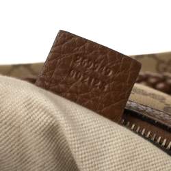 Pre Owned Gucci Brown/Beige GG Canvas and Leather Medium Bella Hobo