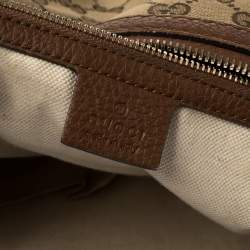Pre Owned Gucci Brown/Beige GG Canvas and Leather Medium Bella Hobo
