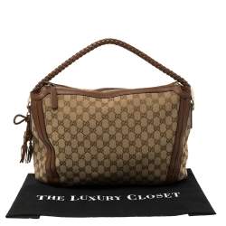 Pre Owned Gucci Brown/Beige GG Canvas and Leather Medium Bella Hobo