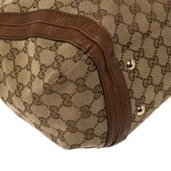 Pre Owned Gucci Brown/Beige GG Canvas and Leather Medium Bella Hobo