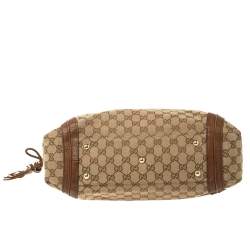 Pre Owned Gucci Brown/Beige GG Canvas and Leather Medium Bella Hobo