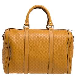 Pre Owned Gucci Mustard Microguccissima Leather Medium Joy Boston Bag
