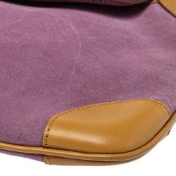 Pre Owned Gucci Purple/Tan Suede and Leather Tiger Charm Shoulder Bag