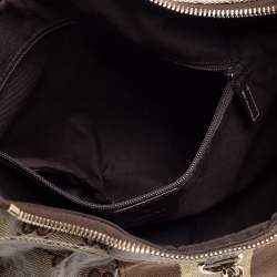 Pre Owned حقيبة غوتشي مخططة ويب كانفاس كريستال جي جي بنية