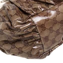 Pre Owned حقيبة غوتشي مخططة ويب كانفاس كريستال جي جي بنية