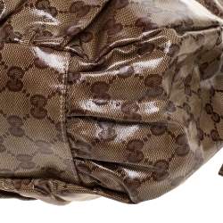 Pre Owned حقيبة غوتشي مخططة ويب كانفاس كريستال جي جي بنية