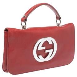 Pre Owned حقيبة كتف غوتشي قلاب بلوندي جلد حمراء سينامون