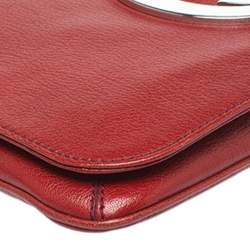 Pre Owned حقيبة كتف غوتشي قلاب بلوندي جلد حمراء سينامون