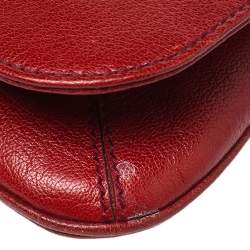 Pre Owned حقيبة كتف غوتشي قلاب بلوندي جلد حمراء سينامون