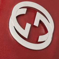 Pre Owned حقيبة كتف غوتشي قلاب بلوندي جلد حمراء سينامون