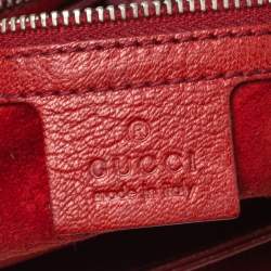 Pre Owned حقيبة كتف غوتشي قلاب بلوندي جلد حمراء سينامون