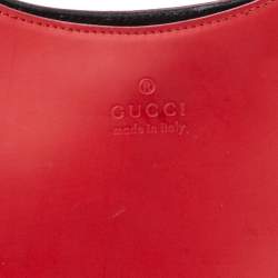 Gucci Red Leather Bamboo Handle Hobo