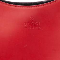 مملوكة مسبقًا Gucci Red Leather Bamboo Handle Hobo