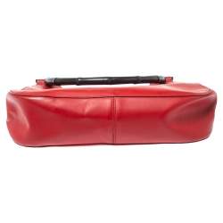 مملوكة مسبقًا Gucci Red Leather Bamboo Handle Hobo