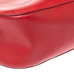 مملوكة مسبقًا Gucci Red Leather Bamboo Handle Hobo