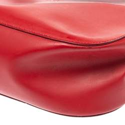 مملوكة مسبقًا Gucci Red Leather Bamboo Handle Hobo