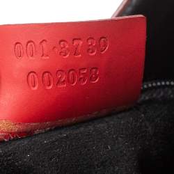 مملوكة مسبقًا Gucci Red Leather Bamboo Handle Hobo