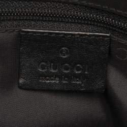 Pre Owned Gucci Black Canvas Bamboo Shoulder Bag