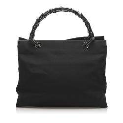 Pre Owned Gucci Black Canvas Bamboo Shoulder Bag