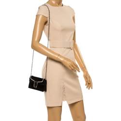 Pre Owned Gucci Black Velvet and Leather Super Mini Dionysus Crossbody Bag