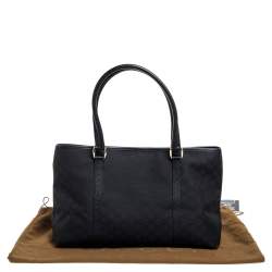 Pre Owned Gucci Black GG Canvas and Leather Shopper Tote