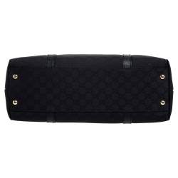 Pre Owned Gucci Black GG Canvas and Leather Shopper Tote
