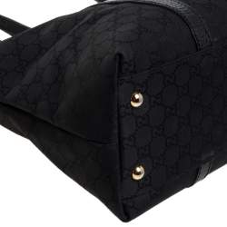 Pre Owned Gucci Black GG Canvas and Leather Shopper Tote