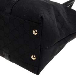 Pre Owned Gucci Black GG Canvas and Leather Shopper Tote