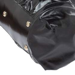 مملوكة مسبقًا Gucci Black Coated Nylon and Patent Leather Dialux Pop Bamboo Top Handle Bag