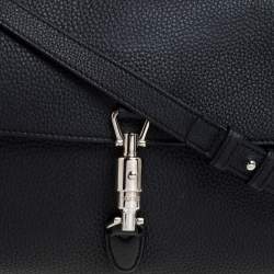 Pre Owned Gucci Black Leather Jackie Soft Flap Shoulder Bag