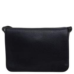 Pre Owned Gucci Black Leather Jackie Soft Flap Shoulder Bag