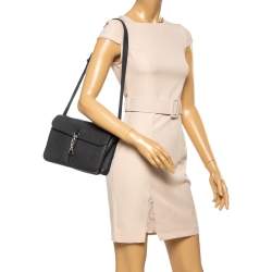 Pre Owned Gucci Black Leather Jackie Soft Flap Shoulder Bag