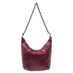 Pre Owned Gucci Metallic Purple Leather Galaxy Slouchy Hobo