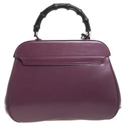 Pre Owned Gucci Old Rose Patent Leather Lady Lock Bamboo Large Top Handle Bag