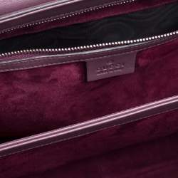 Pre Owned Gucci Old Rose Patent Leather Lady Lock Bamboo Large Top Handle Bag