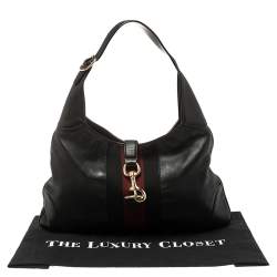 مملوكة مسبقًا حقيبة هوبو غوتشي جاكي أوه ويب جلد سوداء