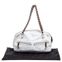 Pre Owned Gucci White Leather Capri Chain Satchel