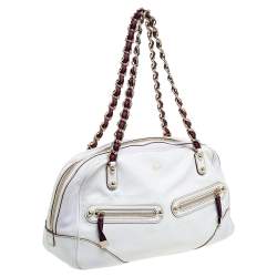 Pre Owned Gucci White Leather Capri Chain Satchel