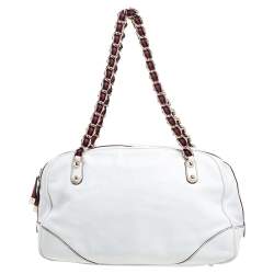 Pre Owned Gucci White Leather Capri Chain Satchel