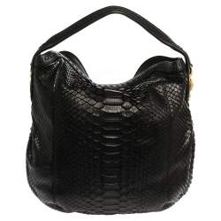 Pre Owned Gucci Black Python Sunset Hobo