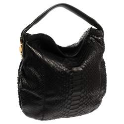 Pre Owned Gucci Black Python Sunset Hobo