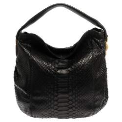 Pre Owned Gucci Black Python Sunset Hobo