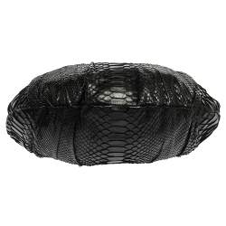 Pre Owned حقيبة هوبو غوتشي مرصعة بلهام صغيرة جلد ثعبان سوداء 