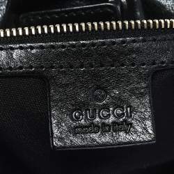 Pre Owned حقيبة هوبو غوتشي مرصعة بلهام صغيرة جلد ثعبان سوداء 