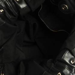 Pre Owned حقيبة هوبو غوتشي مرصعة بلهام صغيرة جلد ثعبان سوداء 