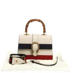 Pre Owned Gucci Tri Color Leather Medium Dionysus Bamboo Top Handle Bag
