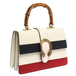 Pre Owned Gucci Tri Color Leather Medium Dionysus Bamboo Top Handle Bag
