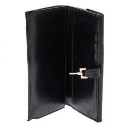 Pre Owned محفظة كونتينينتال غوتشي جاكي جلد وكانفاس جي جي سوداء